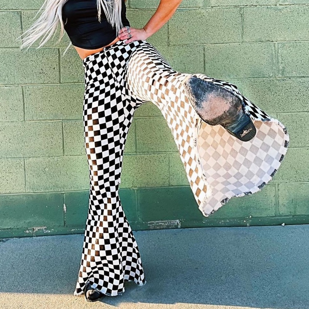 Cowboy checkered bell bottoms